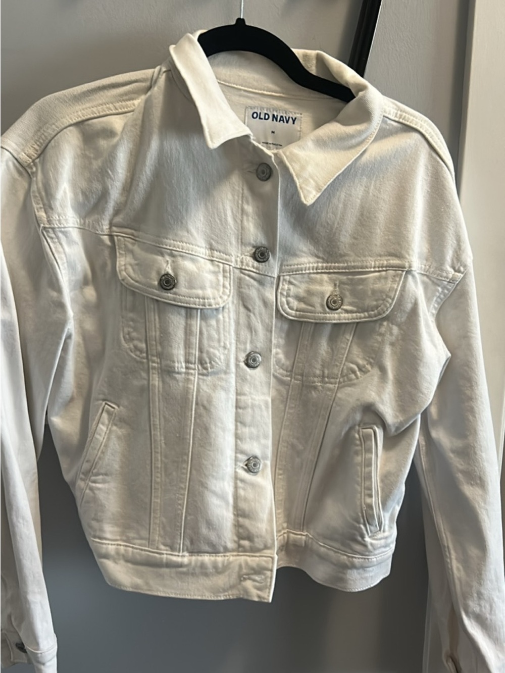 Old Navy Cream White Denim Jacket with Button Front